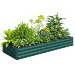 95" x 36" x 12" Galvanized Raised Garden Bed, Easy DIY and Cleaning for Growing Flowers, Herbs, Succulents, Green