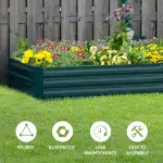 95" x 36" x 12" Galvanized Raised Garden Bed, Easy DIY and Cleaning for Growing Flowers, Herbs, Succulents, Green - Image 6