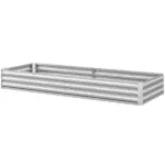 95 Inch x 36 Inch x 12 Inch Galvanized Raised Garden Bed, Easy DIY and Cleaning for Growing Flowers, Herbs, Succulents, Silver