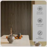 95" x 8" Wood Panels for Wall, 4 Pack Acoustic Panels, Sound Absorbing Slat Wall For Interior Wall Decor, Home, Walnut - Image 4