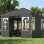 Outsunny 9.6 x 9.6 Ft Pop Up Canopy Tent with Sidewalls, One Push Setup, UPF50+ Portable Instant Canopy Shelter, Dark Gray - Image 2