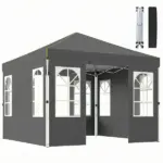 Outsunny 9.6 x 9.6 Ft Pop Up Canopy Tent with Sidewalls, One Push Setup, UPF50+ Portable Instant Canopy Shelter, Dark Gray - Image 11