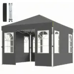 Outsunny 9.6 x 9.6 Ft Pop Up Canopy Tent with Sidewalls, One Push Setup, UPF50+ Portable Instant Canopy Shelter, Dark Gray