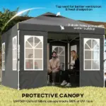 Outsunny 9.6 x 9.6 Ft Pop Up Canopy Tent with Sidewalls, One Push Setup, UPF50+ Portable Instant Canopy Shelter, Dark Gray - Image 4