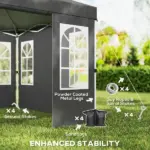 Outsunny 9.6 x 9.6 Ft Pop Up Canopy Tent with Sidewalls, One Push Setup, UPF50+ Portable Instant Canopy Shelter, Dark Gray - Image 6