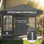 Outsunny 9.6 x 9.6 Ft Pop Up Canopy Tent with Sidewalls, One Push Setup, UPF50+ Portable Instant Canopy Shelter, Dark Gray - Image 8
