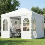 Outsunny 9.6 x 9.6 Ft Pop Up Canopy Tent with Sidewalls, One Push Setup, UPF50+ Portable Instant Canopy Shelter, White - Image 2