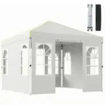 Outsunny 9.6 x 9.6 Ft Pop Up Canopy Tent with Sidewalls, One Push Setup, UPF50+ Portable Instant Canopy Shelter, White - Image 11