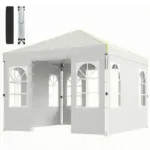 Outsunny 9.6 x 9.6 Ft Pop Up Canopy Tent with Sidewalls, One Push Setup, UPF50+ Portable Instant Canopy Shelter, White