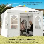 Outsunny 9.6 x 9.6 Ft Pop Up Canopy Tent with Sidewalls, One Push Setup, UPF50+ Portable Instant Canopy Shelter, White - Image 4