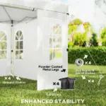 Outsunny 9.6 x 9.6 Ft Pop Up Canopy Tent with Sidewalls, One Push Setup, UPF50+ Portable Instant Canopy Shelter, White - Image 6