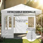 Outsunny 9.6 x 9.6 Ft Pop Up Canopy Tent with Sidewalls, One Push Setup, UPF50+ Portable Instant Canopy Shelter, White - Image 8