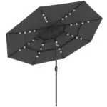 Outsunny 9.7 Ft Outdoor Patio Umbrella with Solar LED Lights, 3 Tier Outdoor Table Umbrella with Tilt, Crank, Black - Image 11