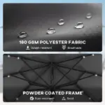 Outsunny 9.7 Ft Outdoor Patio Umbrella with Solar LED Lights, 3 Tier Outdoor Table Umbrella with Tilt, Crank, Black - Image 7