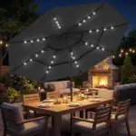 Outsunny 9.7 Ft Outdoor Patio Umbrella with Solar LED Lights, 3 Tier Outdoor Table Umbrella with Tilt, Crank, Black - Image 9