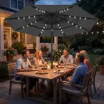 Outsunny 9.7 Ft Outdoor Patio Umbrella with Solar LED Lights, 3 Tier Outdoor Table Umbrella with Tilt, Crank, Black - Image 10