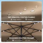 Outsunny 9.7 Ft Outdoor Patio Umbrella with Solar LED Lights, 3 Tier Outdoor Table Umbrella with Tilt, Crank, Khaki - Image 7