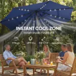 Outsunny 9.7 Ft Outdoor Patio Umbrella with Solar LED Lights, 3 Tier Outdoor Table Umbrella with Tilt, Crank, Navy Blue - Image 6