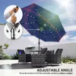 Outsunny 9.7 Ft Outdoor Patio Umbrella with Solar LED Lights, 3 Tier Outdoor Table Umbrella with Tilt, Crank, Navy Blue - Image 8