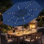 Outsunny 9.7 Ft Outdoor Patio Umbrella with Solar LED Lights, 3 Tier Outdoor Table Umbrella with Tilt, Crank, Navy Blue - Image 9