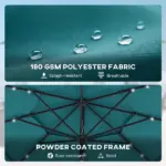 Outsunny 9.7 Ft Outdoor Patio Umbrella with Solar LED Lights, 3 Tier Outdoor Table Umbrella with Tilt, Crank, Teal - Image 7