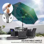 Outsunny 9.7 Ft Outdoor Patio Umbrella with Solar LED Lights, 3 Tier Outdoor Table Umbrella with Tilt, Crank, Teal - Image 8