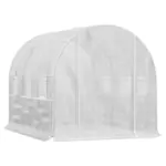 9.7' x 6.5' x 6.5' High Tunnel Greenhouse, with Anti-Tear PE Cover, Zipper Doors and Mesh Windows, Steel Frame, Walk-in Green House, White - Image 11
