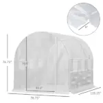 9.7' x 6.5' x 6.5' High Tunnel Greenhouse, with Anti-Tear PE Cover, Zipper Doors and Mesh Windows, Steel Frame, Walk-in Green House, White - Image 3