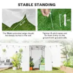 9.7' x 6.5' x 6.5' High Tunnel Greenhouse, with Anti-Tear PE Cover, Zipper Doors and Mesh Windows, Steel Frame, Walk-in Green House, White - Image 6