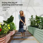 9.7' x 6.5' x 6.5' High Tunnel Greenhouse, with Anti-Tear PE Cover, Zipper Doors and Mesh Windows, Steel Frame, Walk-in Green House, White - Image 7
