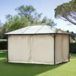 9.84' x 11.8' Universal Gazebo Sidewall Set with 4 Panels, Hooks/C-Rings Included for Pergolas and Cabanas, Beige - Image 2