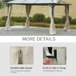 9.84' x 11.8' Universal Gazebo Sidewall Set with 4 Panels, Hooks/C-Rings Included for Pergolas and Cabanas, Beige - Image 5