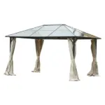 9.84' x 11.8' Universal Gazebo Sidewall Set with 4 Panels, Hooks/C-Rings Included for Pergolas and Cabanas, Beige - Image 9