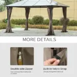 9.84' x 11.8' Universal Gazebo Sidewall Set with 4 Panels, Hooks/C-Rings Included for Pergolas and Cabanas, Brown - Image 5