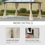 9.84' x 13.1' Universal Gazebo Sidewall Set with 4 Panel, 48 Hook/C-Ring Included for Pergolas and Cabanas, Beige - Image 5