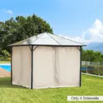 9.84' x 9.84' Universal Gazebo Sidewall Set with 4 Panel, 40 Hook/C-Ring Included for Pergolas and Cabanas, Beige - Image 2