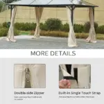 9.84' x 9.84' Universal Gazebo Sidewall Set with 4 Panel, 40 Hook/C-Ring Included for Pergolas and Cabanas, Beige - Image 7