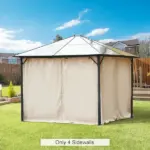 9.84' x 9.84' Universal Gazebo Sidewall Set with 4 Panel, 40 Hook/C-Ring Included for Pergolas and Cabanas, Beige - Image 10