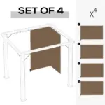 9.84 ft x 9.84 ft Universal Gazebo Sidewall Set with 4 Panel, 40 Hook/C-Ring Included for Pergolas and Cabanas, Brown - Image 4