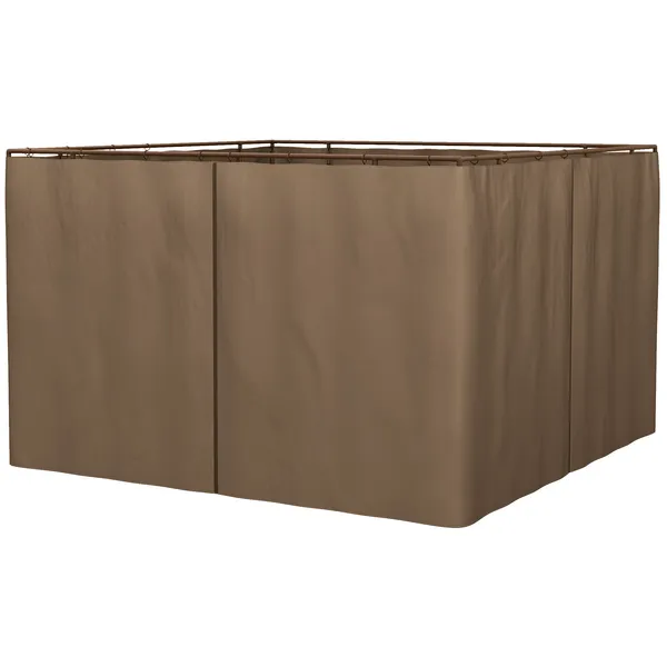 984-x-984-universal-gazebo-sidewall-set-with-4-panel-40-hookc-ring-included-for-pergolas-cabanas-brown.webp 9.84 ft x 9.84 ft Universal Gazebo Sidewall Set with 4 Panel, 40 Hook/C-Ring Included for Pergolas and Cabanas, Brown - Image 1