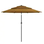 9FT 3 Tiers Tan Outdoor Patio Umbrella with Crank Push Button Tilt for Deck Backyard Lawn Sun Shade - Image 11