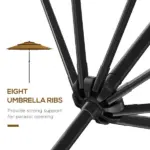 9FT 3 Tiers Tan Outdoor Patio Umbrella with Crank Push Button Tilt for Deck Backyard Lawn Sun Shade - Image 7
