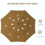 9FT 3 Tiers Tan Outdoor Patio Umbrella with Crank Push Button Tilt for Deck Backyard Lawn Sun Shade - Image 8