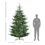 HOMCOM 9 Ft Artificial Christmas Tree, Pine Hinged Christmas Tree with 1939 Realistic Branches, Steel Base, Auto Open, Green - Image 3