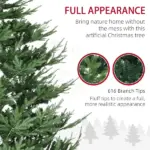 HOMCOM 9 Ft Artificial Christmas Tree, Pine Hinged Christmas Tree with 1939 Realistic Branches, Steel Base, Auto Open, Green - Image 5