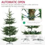 HOMCOM 9 Ft Artificial Christmas Tree, Pine Hinged Christmas Tree with 1939 Realistic Branches, Steel Base, Auto Open, Green - Image 6