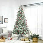 9ft Flocked Artificial Christmas Tree with 1890 Branches Green and White - Image 2