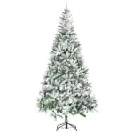 9ft Flocked Artificial Christmas Tree with 1890 Branches Green and White - Image 11