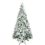 9ft Flocked Artificial Christmas Tree with 1890 Branches Green and White