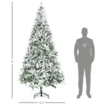 9ft Flocked Artificial Christmas Tree with 1890 Branches Green and White - Image 3